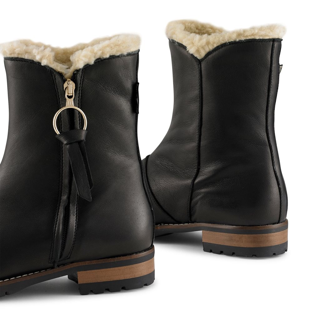 Black Russell & Bromley Grizzly Warm Lined Fur Women's Ankle Boots | PH-8-KLJU