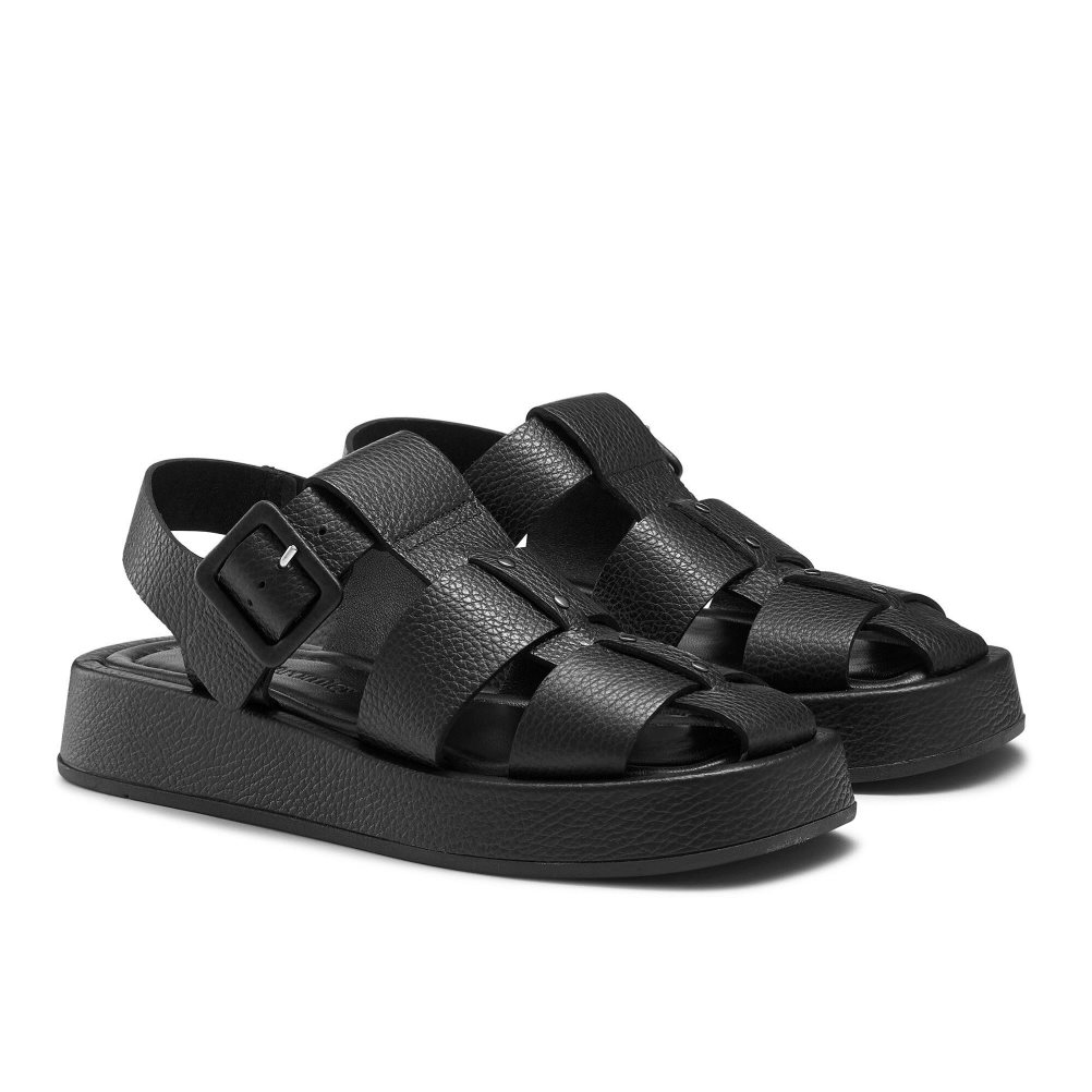 Black Russell & Bromley Hook Fisherman Closed Toe Women's Flat Sandals | PH-8-HVPJ