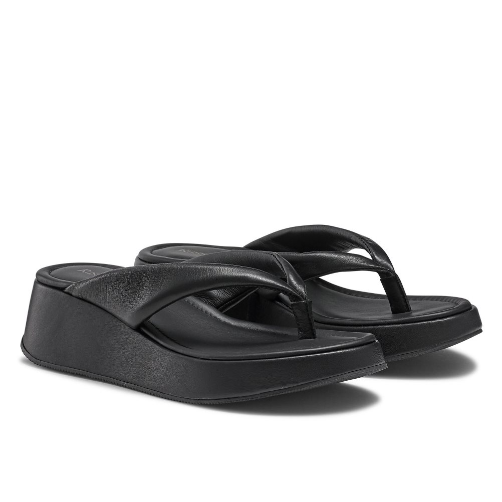 Black Russell & Bromley Hoxton Toe Post Women's Flat Sandals | PH-8-JAVG