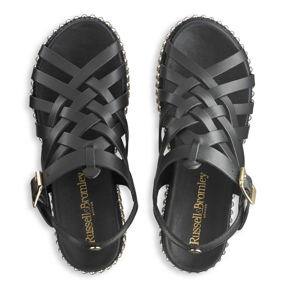 Black Russell & Bromley Jackpot Fisherman Women's Flat Sandals | PH-5-MQLI