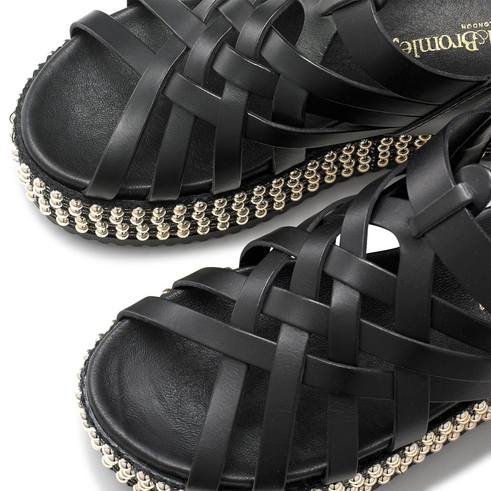 Black Russell & Bromley Jackpot Fisherman Women's Flat Sandals | PH-5-MQLI