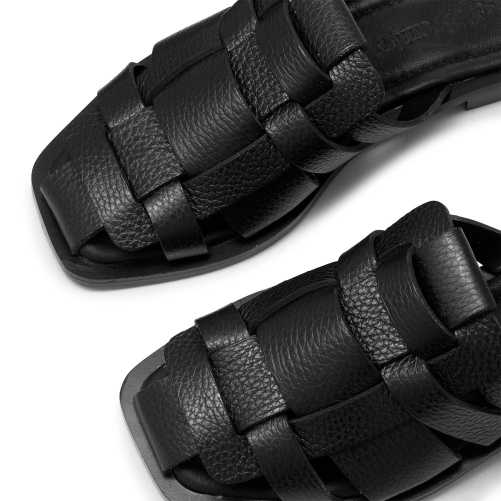 Black Russell & Bromley Ko Samui Fisherman Women's Flat Sandals | PH-1-JSYC