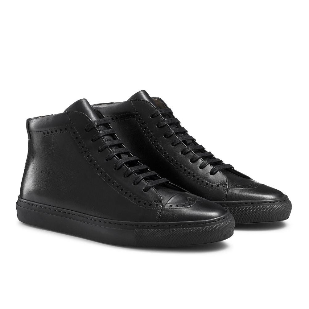 Black Russell & Bromley Legend Luxury High-top Men's Trainers | PH-9-RNVA