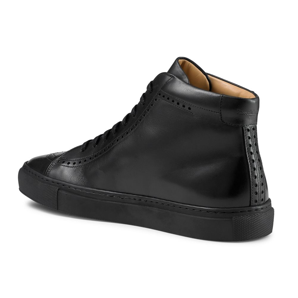 Black Russell & Bromley Legend Luxury High-top Men's Trainers | PH-9-RNVA