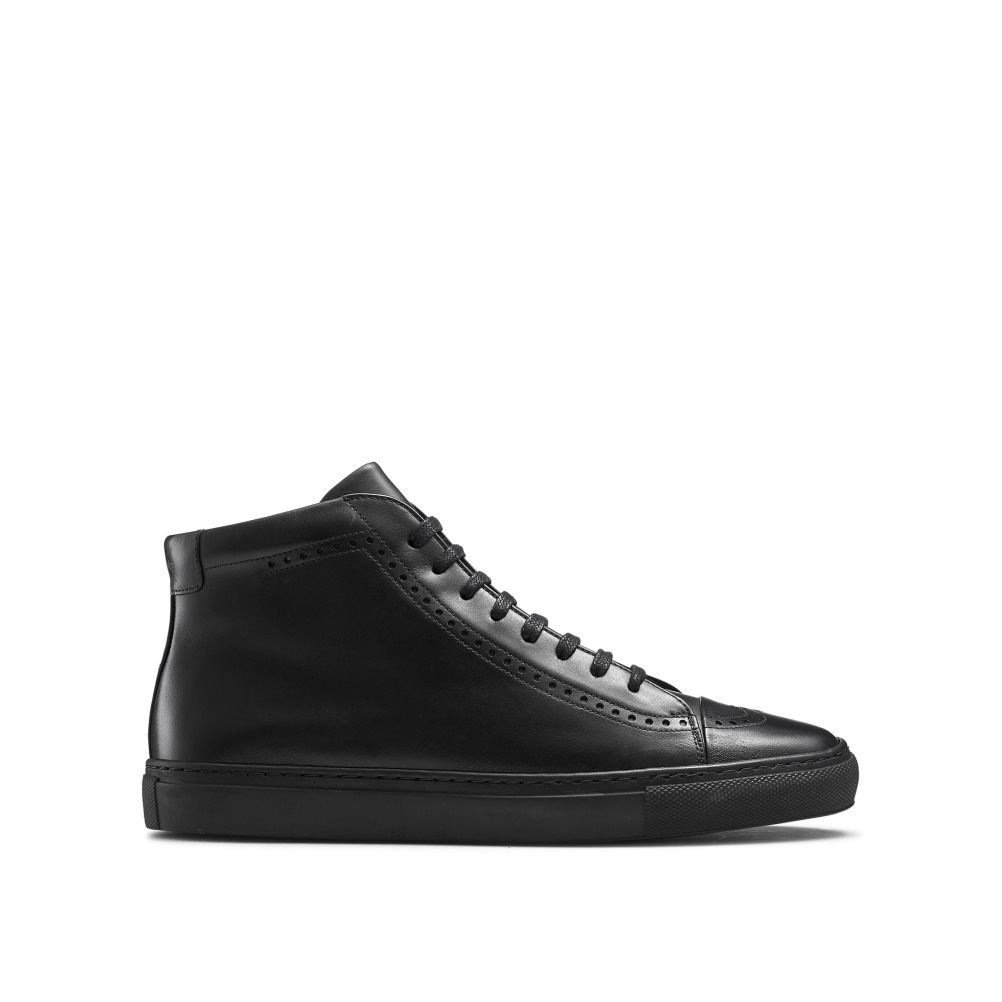 Black Russell & Bromley Legend Luxury High-top Men\'s Trainers | PH-9-RNVA