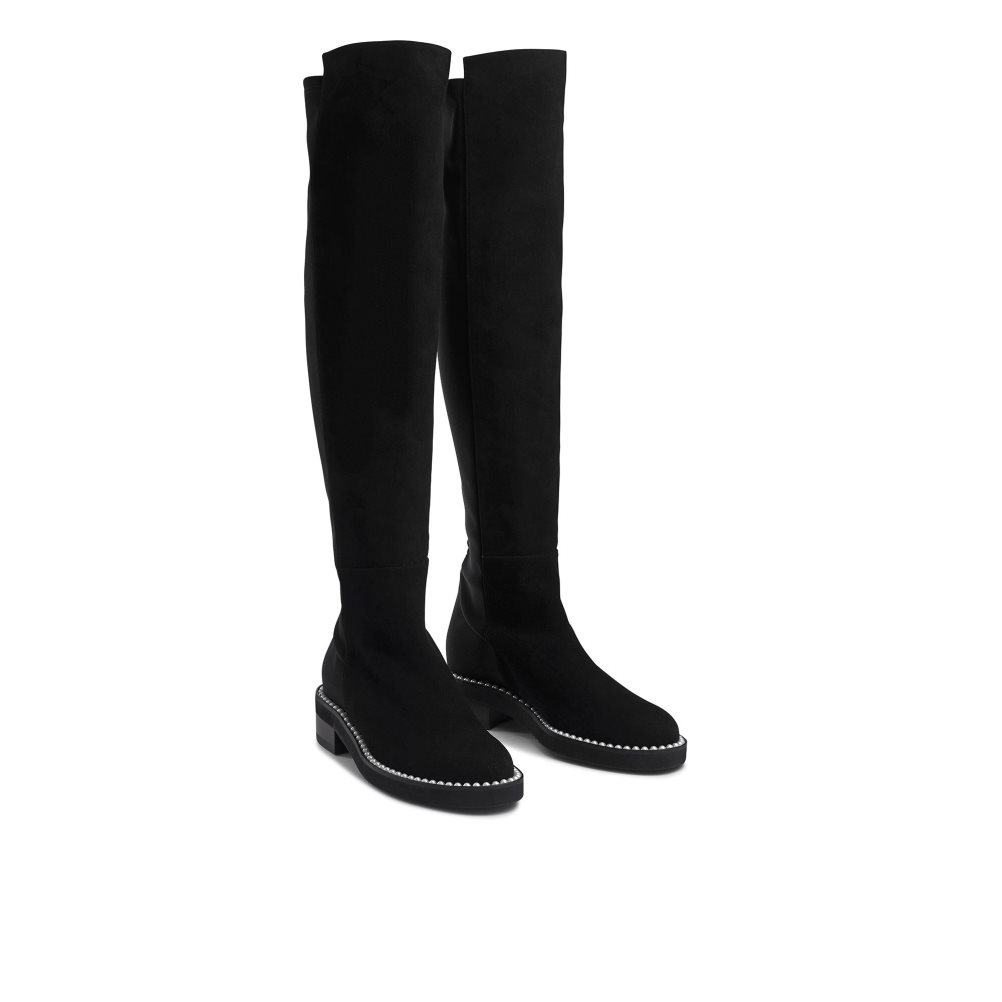 Black Russell & Bromley Lustrous Long Stretch Women's Knee-high Boots | PH-7-KVZS