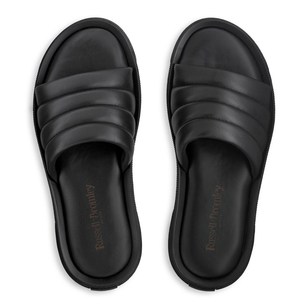 Black Russell & Bromley Luxe Luxury Padded Men's Slides | PH-0-ABRV