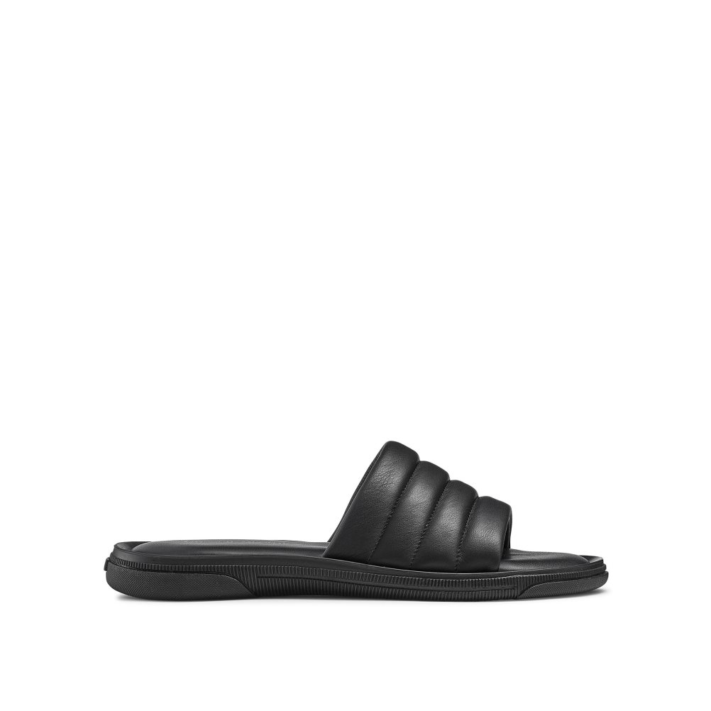 Black Russell & Bromley Luxe Luxury Padded Men\'s Slides | PH-0-ABRV