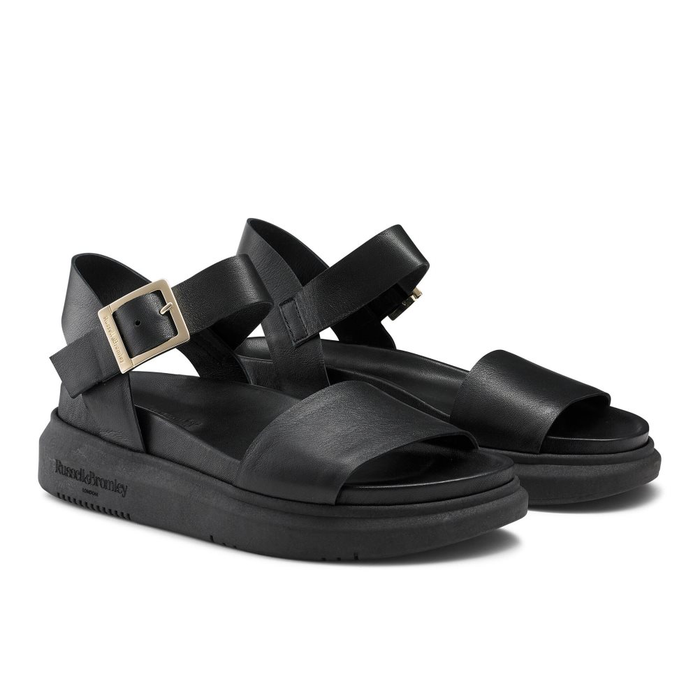 Black Russell & Bromley Miramar Chunky Women's Flat Sandals | PH-3-NAVX