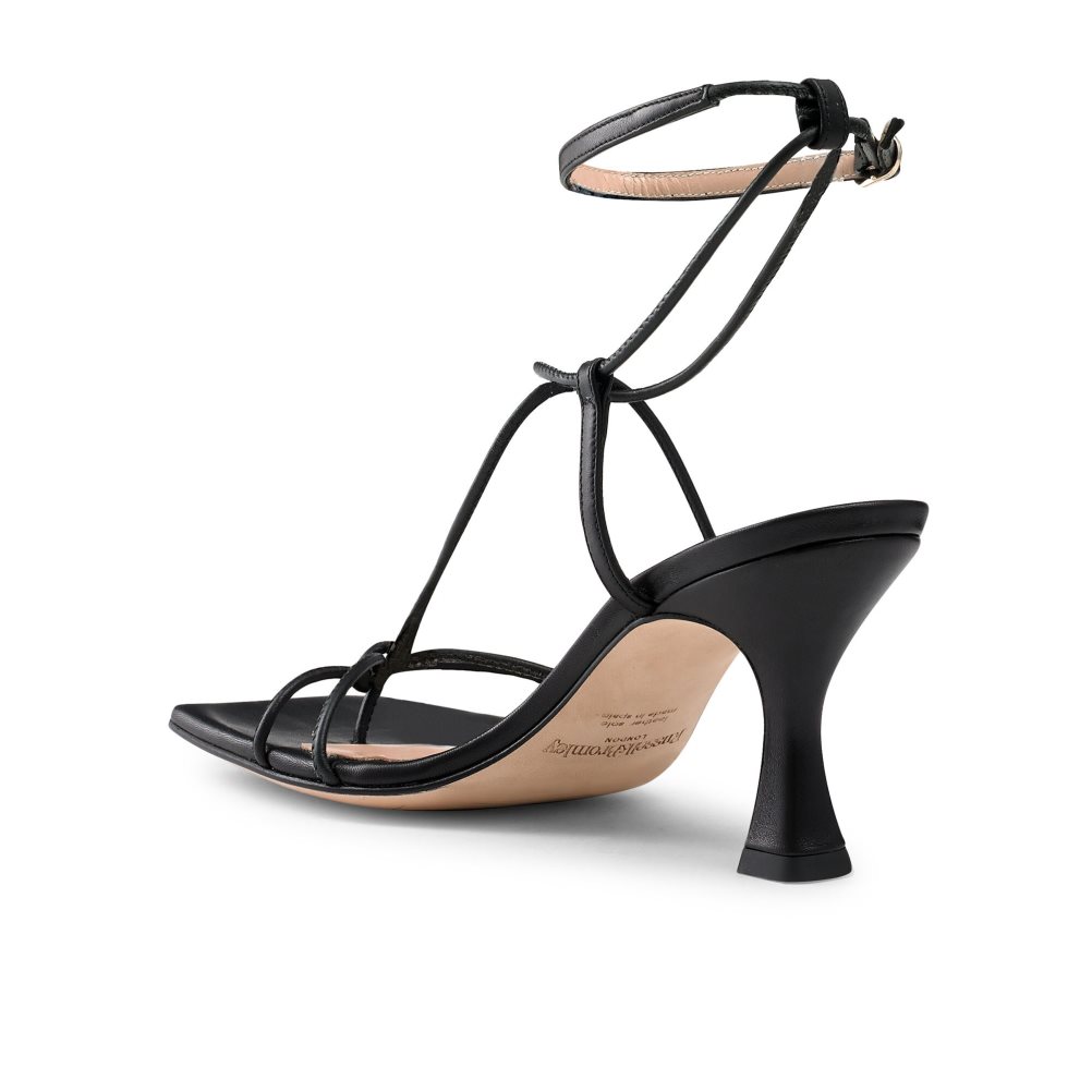 Black Russell & Bromley Noodles Skinny Strap Women's Heels Sandals | PH-8-HCEN