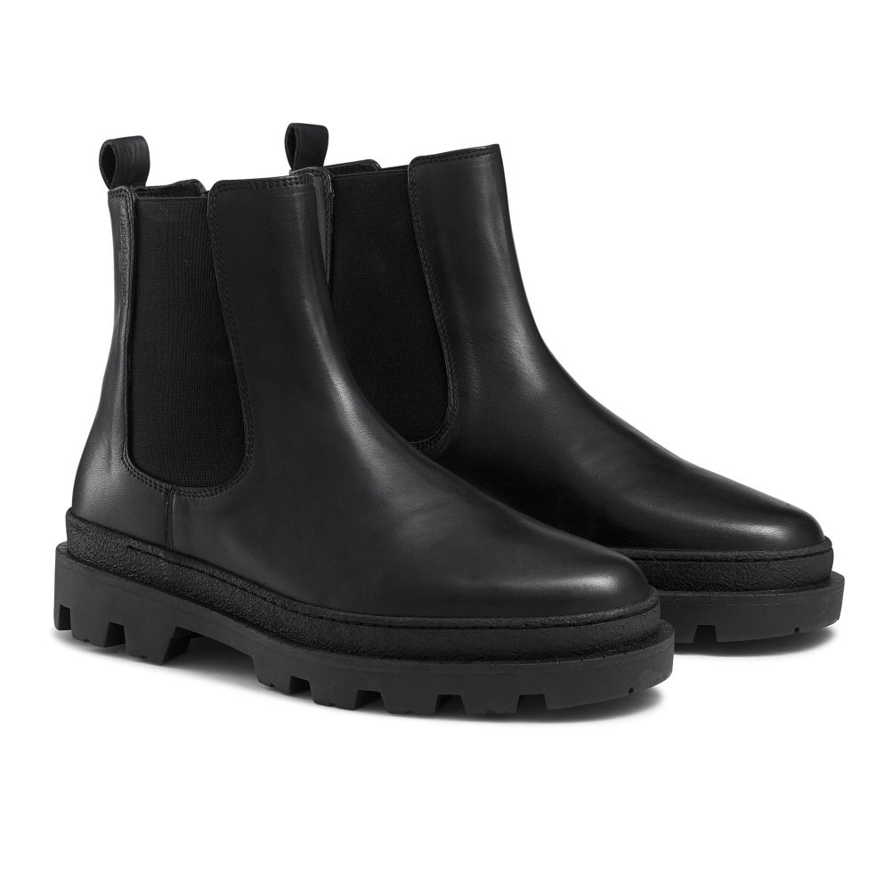 Black Russell & Bromley Off Grid Chunky Sole Men's Chelsea Boots | PH-1-SDUV