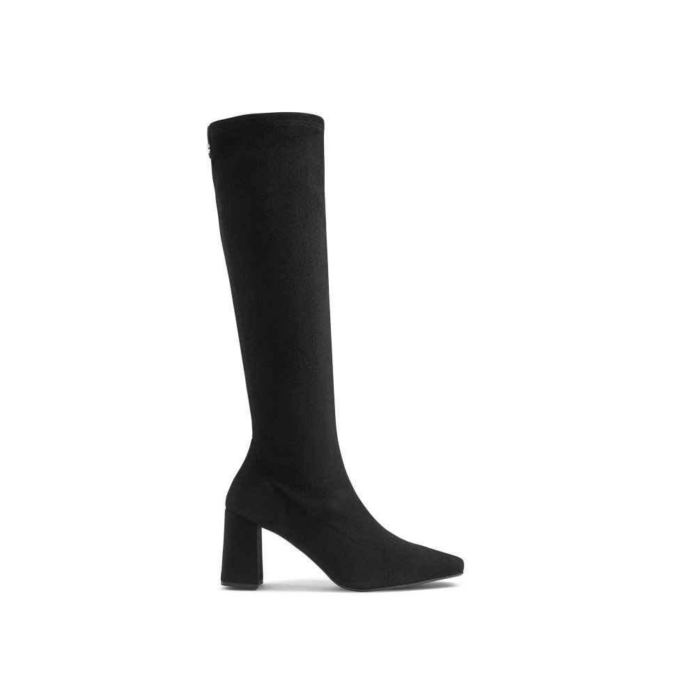 Black Russell & Bromley Overnight Stretch Suede Women\'s Knee-high Boots | PH-6-PNDB