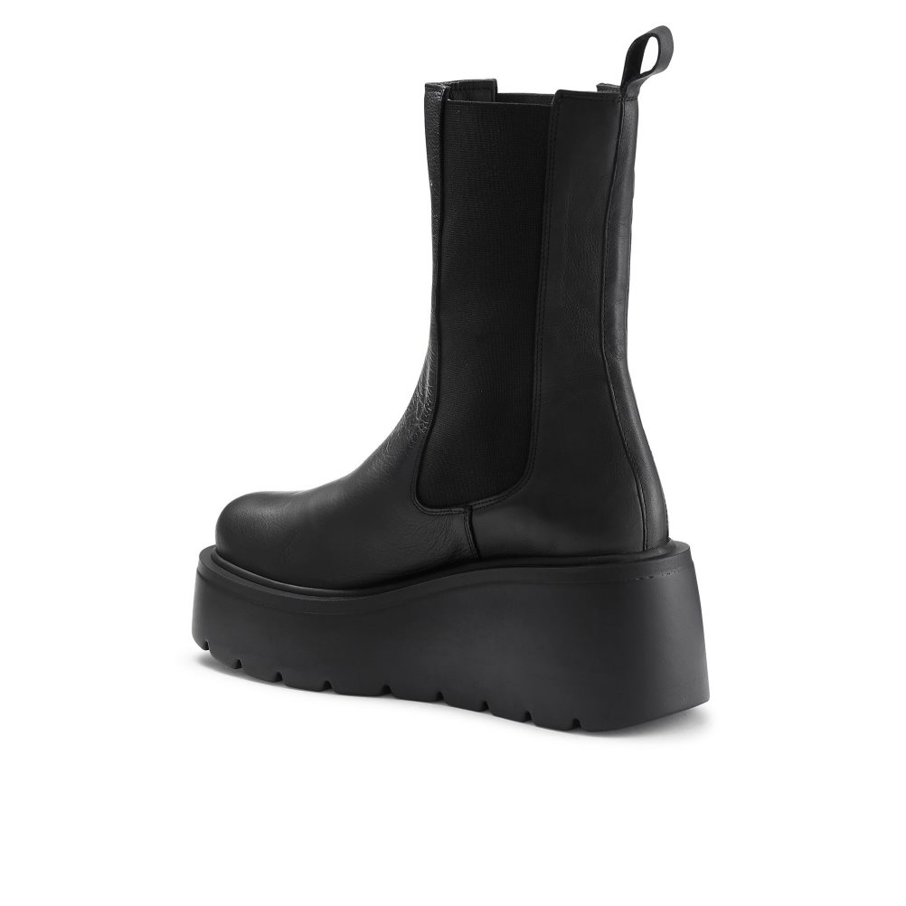 Black Russell & Bromley Overtake Ankle Women's Wedge Boots | PH-4-PNMY