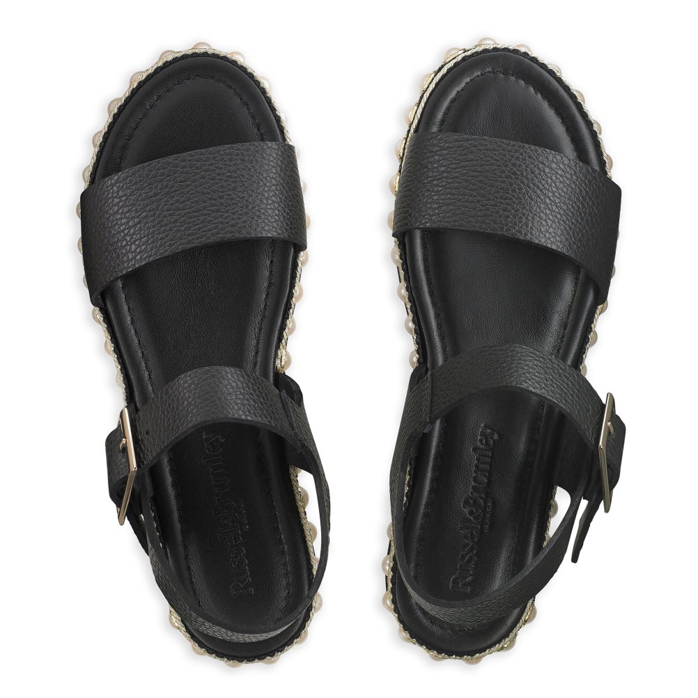 Black Russell & Bromley Pearljam Pearl Two Part Women's Flat Sandals | PH-3-UNIW