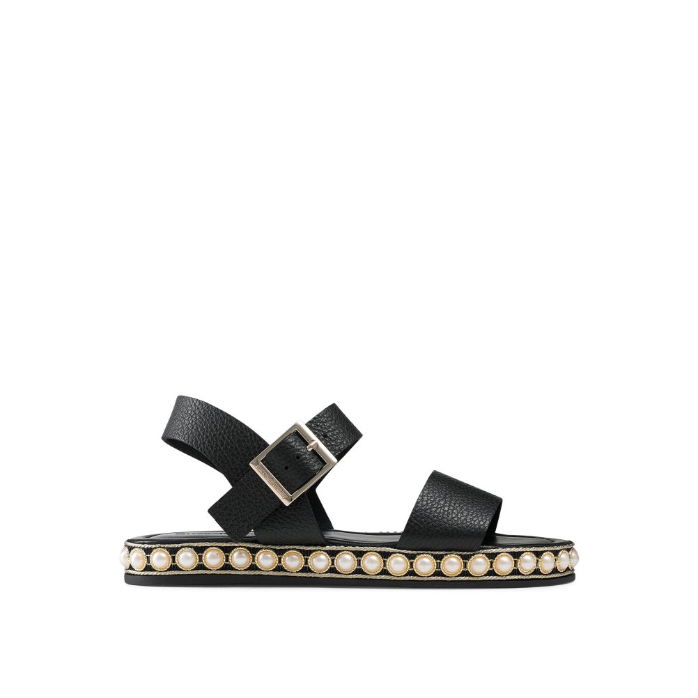 Black Russell & Bromley Pearljam Pearl Two Part Women\'s Flat Sandals | PH-3-UNIW