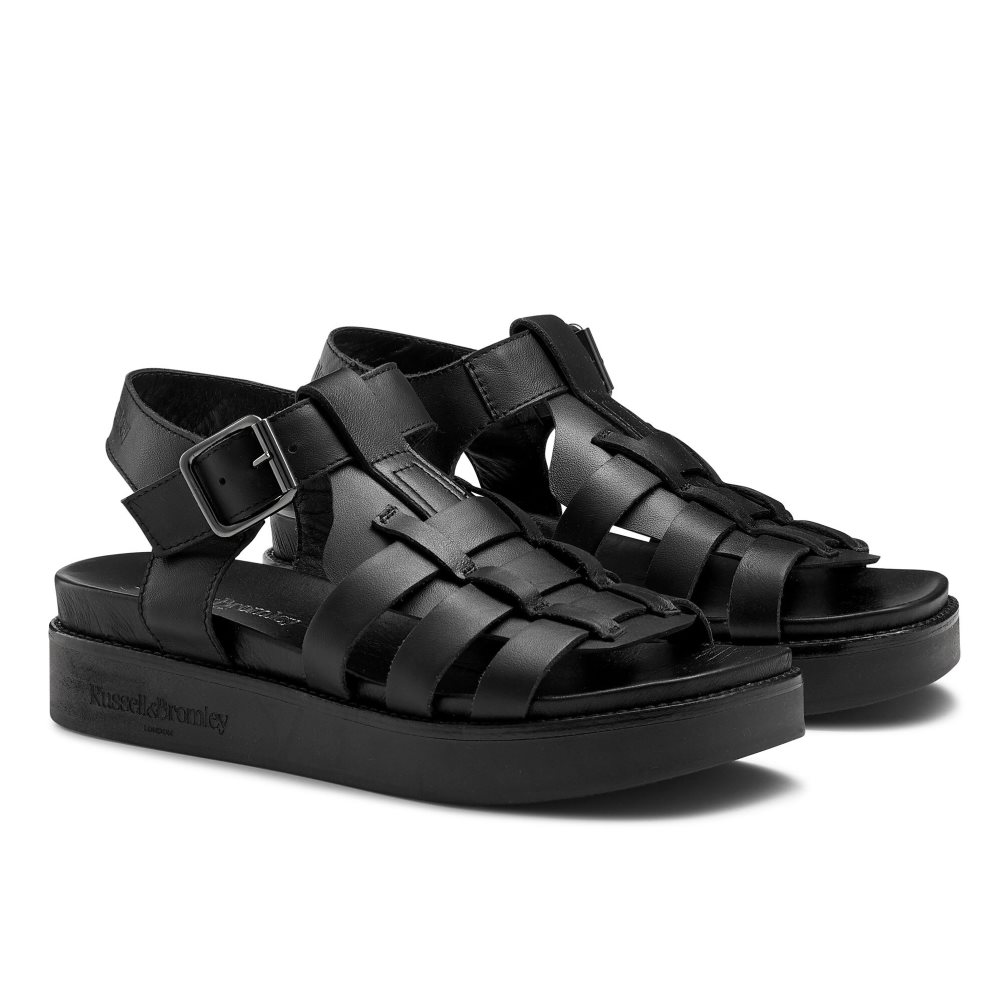 Black Russell & Bromley Portland Fisherman Women's Flat Sandals | PH-0-XYFQ