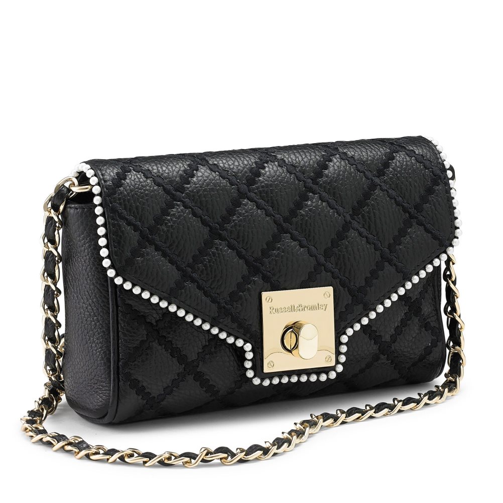 Black Russell & Bromley Promenade Pearl Trim Women's Crossbody Bags | PH-9-JGBY