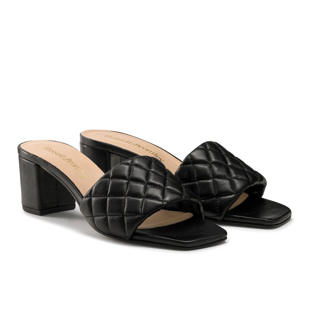 Black Russell & Bromley Quiltbloc Quilted Block Women's Mules | PH-4-RQCD