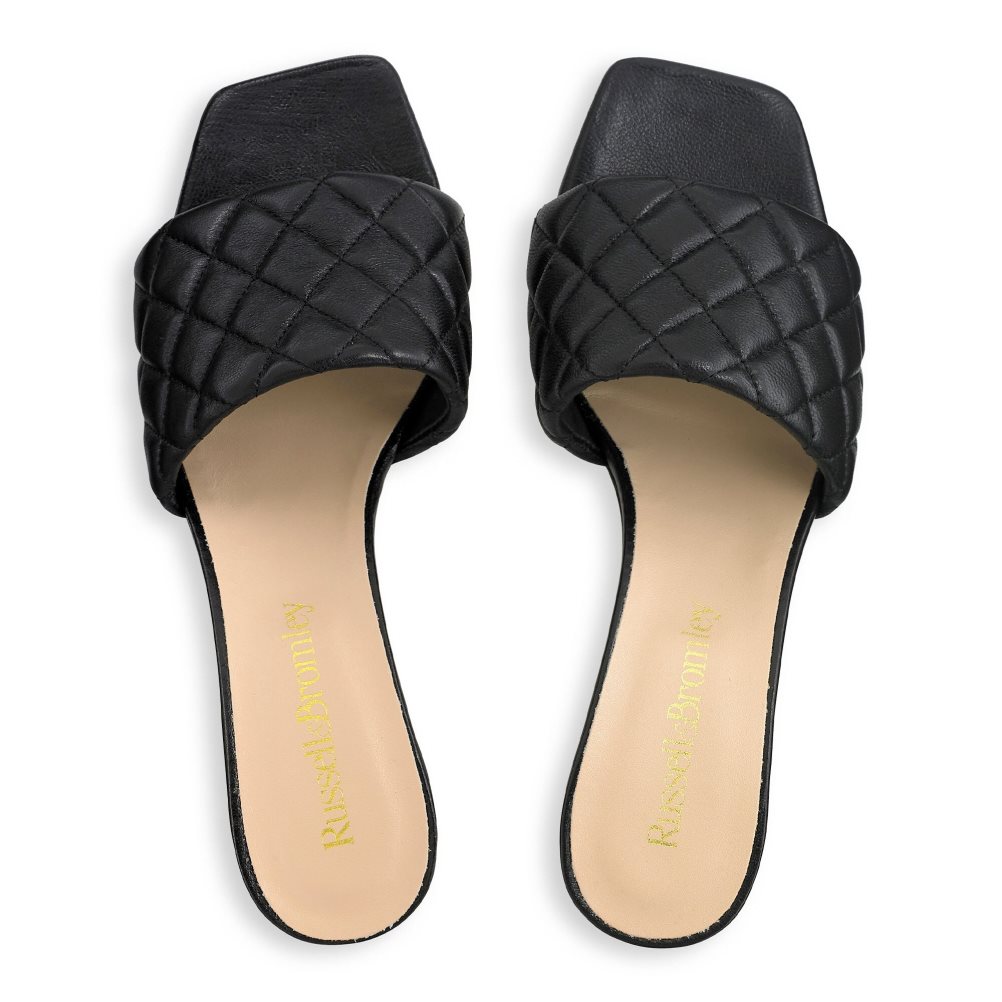 Black Russell & Bromley Quiltbloc Quilted Block Women's Mules | PH-4-RQCD