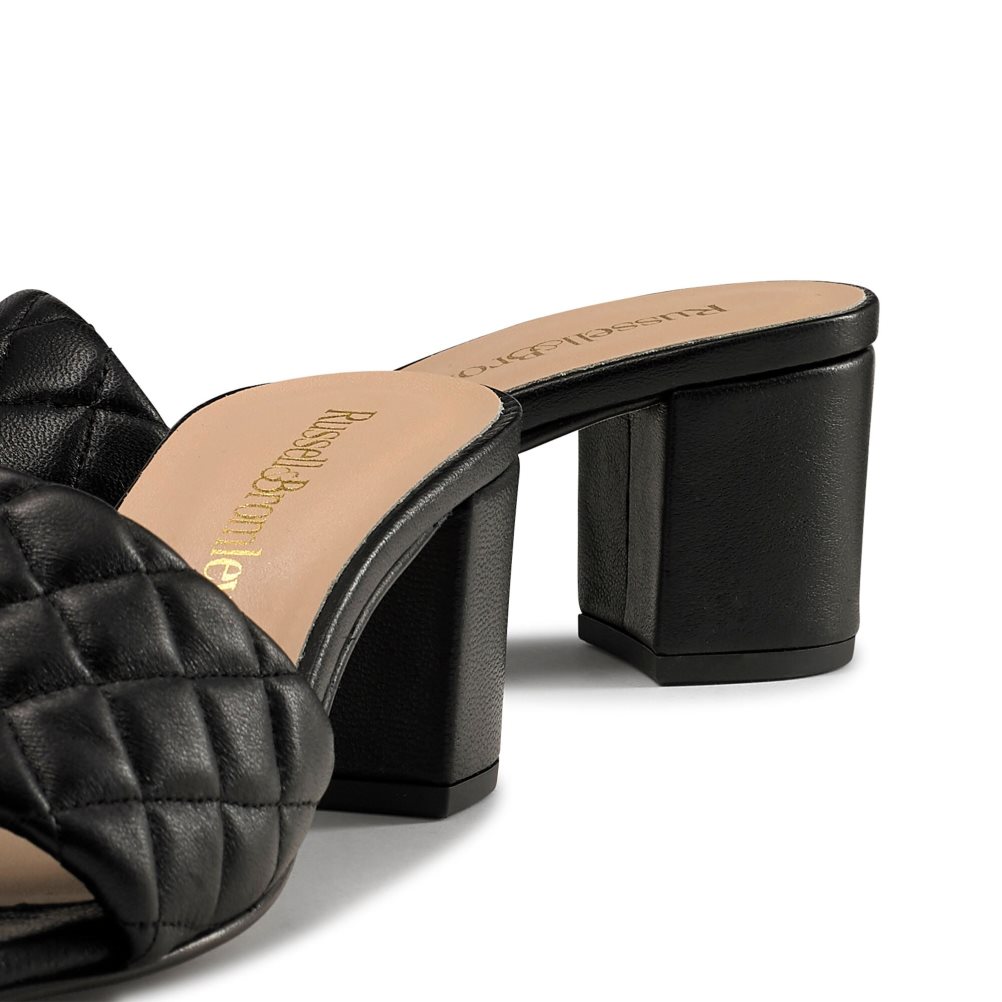 Black Russell & Bromley Quiltbloc Quilted Block Women's Mules | PH-4-RQCD