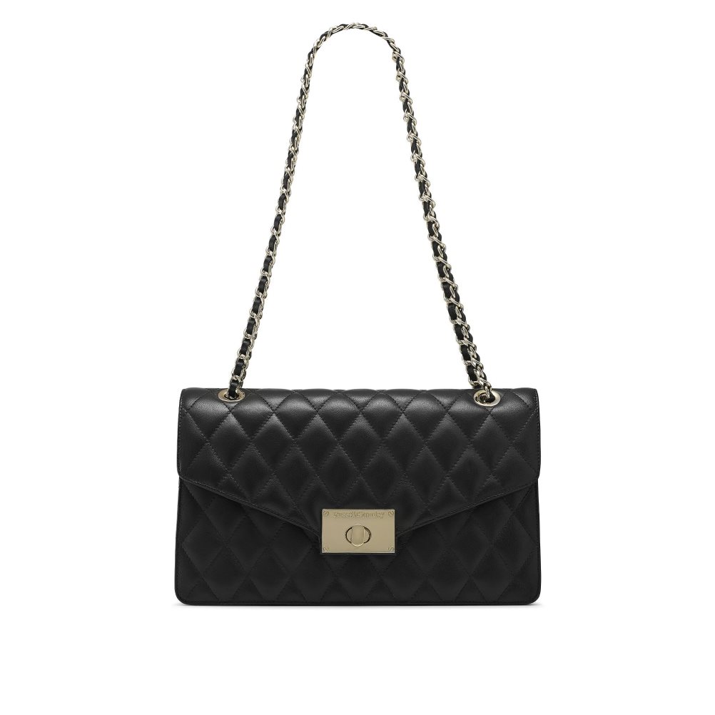 Black Russell & Bromley Quiltchain Large Chain Women's Shoulder Bags | PH-9-FZRH