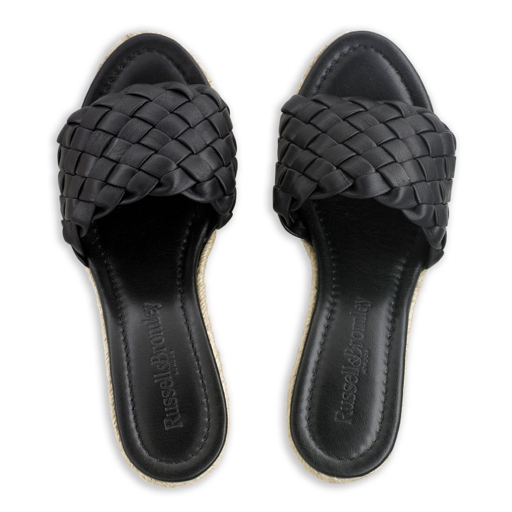 Black Russell & Bromley Rhapsody Plaited Espadrille Women's Wedges | PH-1-JZXS