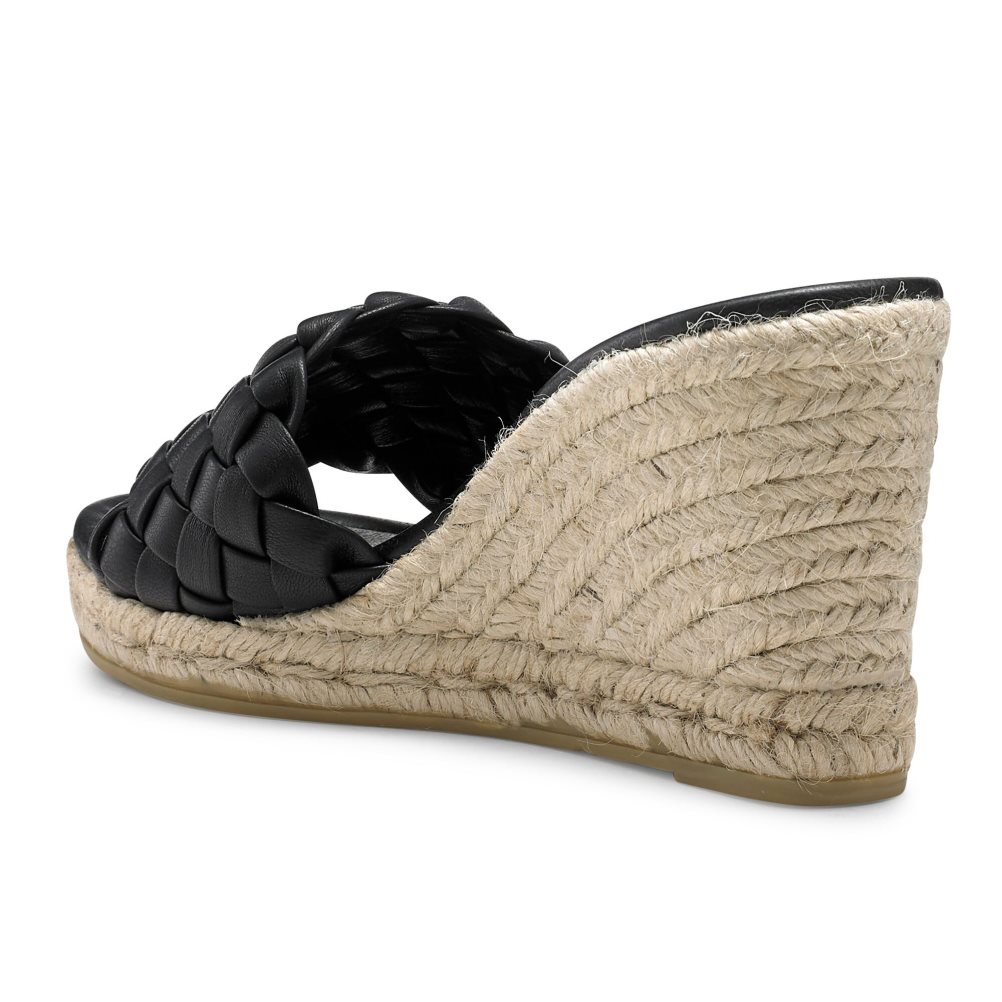 Black Russell & Bromley Rhapsody Plaited Espadrille Women's Wedges | PH-1-JZXS