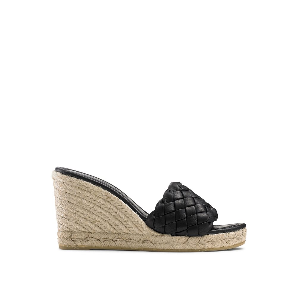 Black Russell & Bromley Rhapsody Plaited Espadrille Women\'s Wedges | PH-1-JZXS