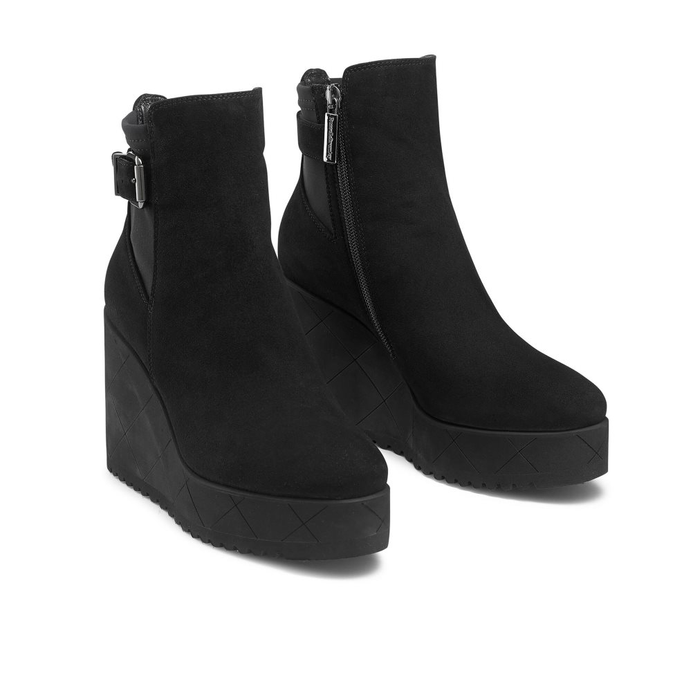 Black Russell & Bromley Royalty Dryleks Ankle Women's Wedge Boots | PH-2-NQVA