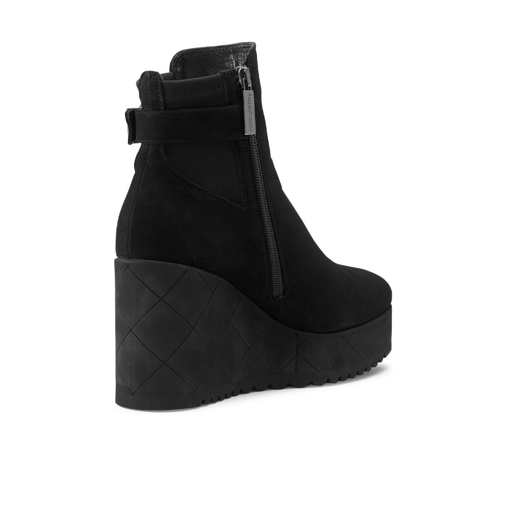 Black Russell & Bromley Royalty Dryleks Ankle Women's Wedge Boots | PH-2-NQVA