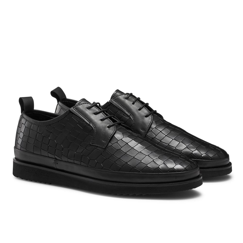 Black Russell & Bromley San Carlo Derby Lace Hybrid Men's Trainers | PH-6-OPFG