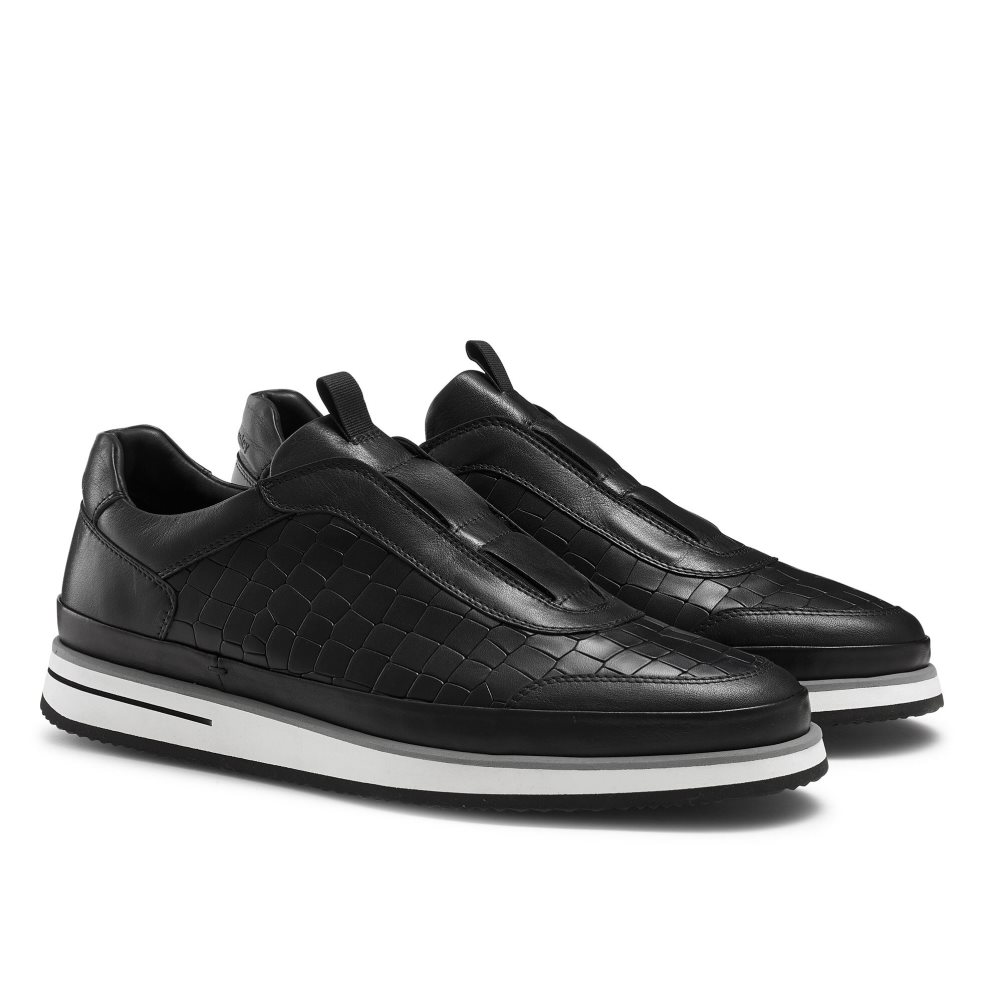 Black Russell & Bromley San Giusto Oxford Laceless Men's Trainers | PH-4-YZUR