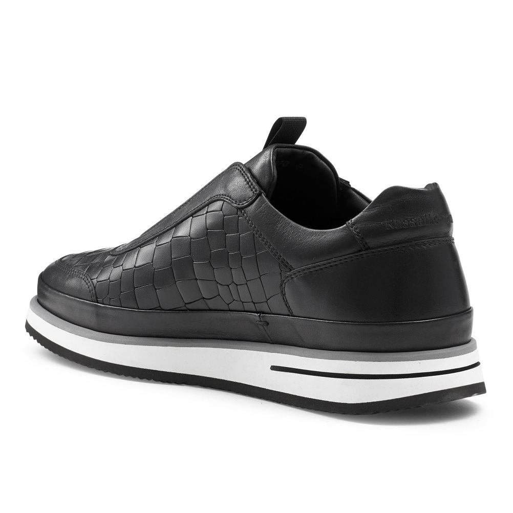 Black Russell & Bromley San Giusto Oxford Laceless Men's Trainers | PH-4-YZUR