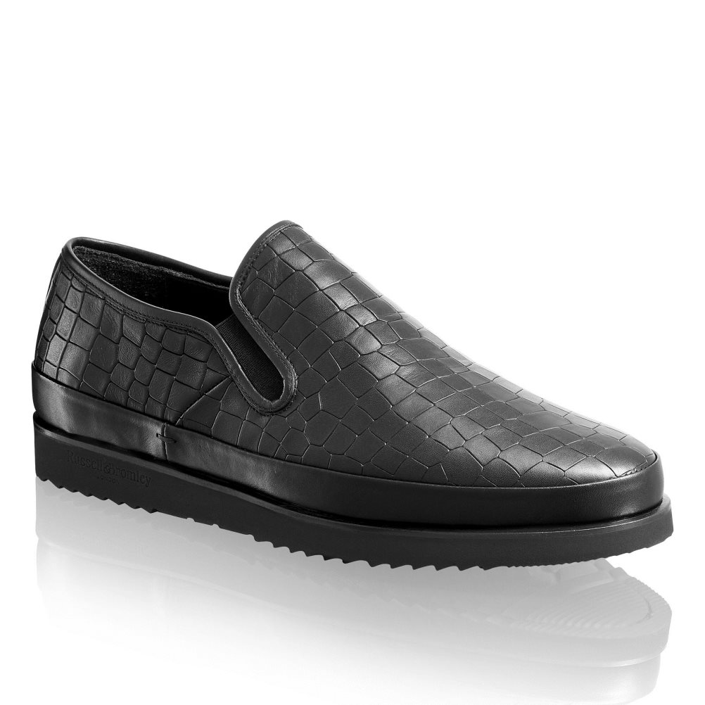 Black Russell & Bromley Sanmarino Slip-on Men's Trainers | PH-8-QHPY