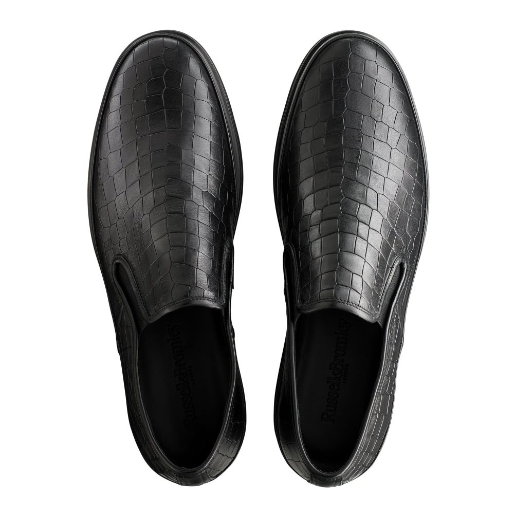 Black Russell & Bromley Sanmarino Slip-on Men's Trainers | PH-8-QHPY