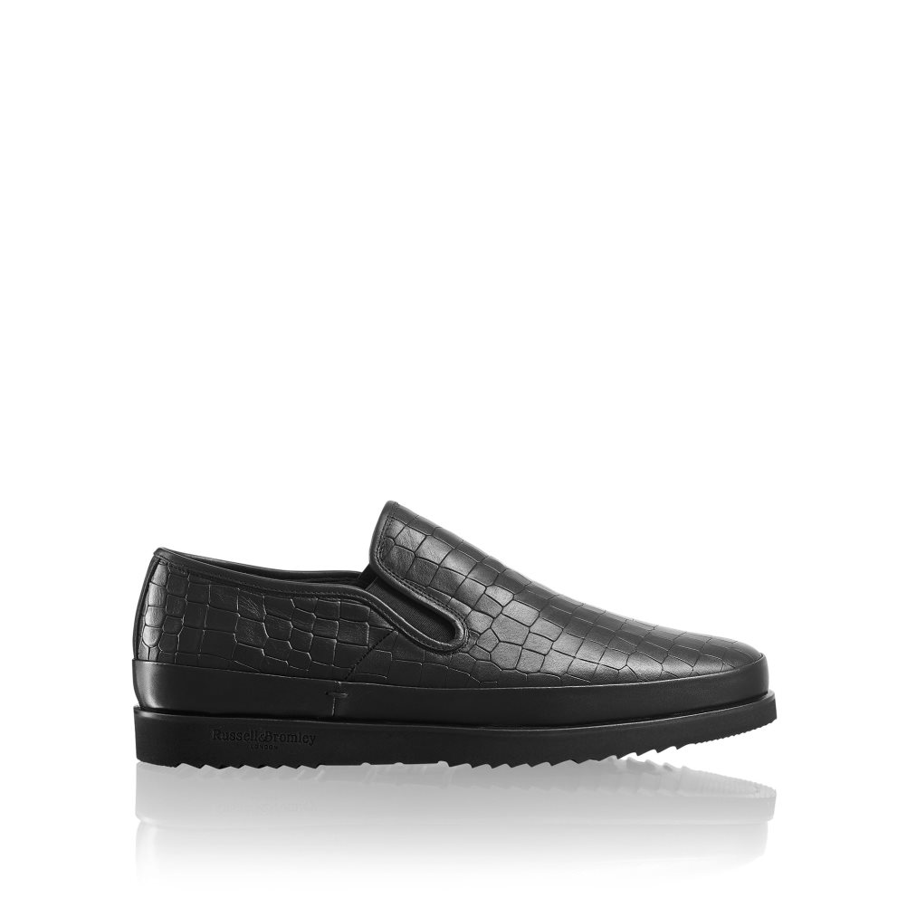 Black Russell & Bromley Sanmarino Slip-on Men\'s Trainers | PH-8-QHPY