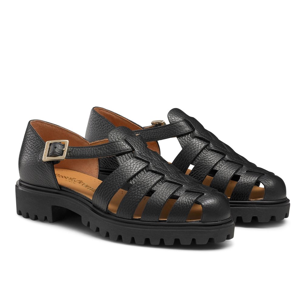 Black Russell & Bromley Sicily Chunky Fisherman Women's Flat Sandals | PH-2-MJRB