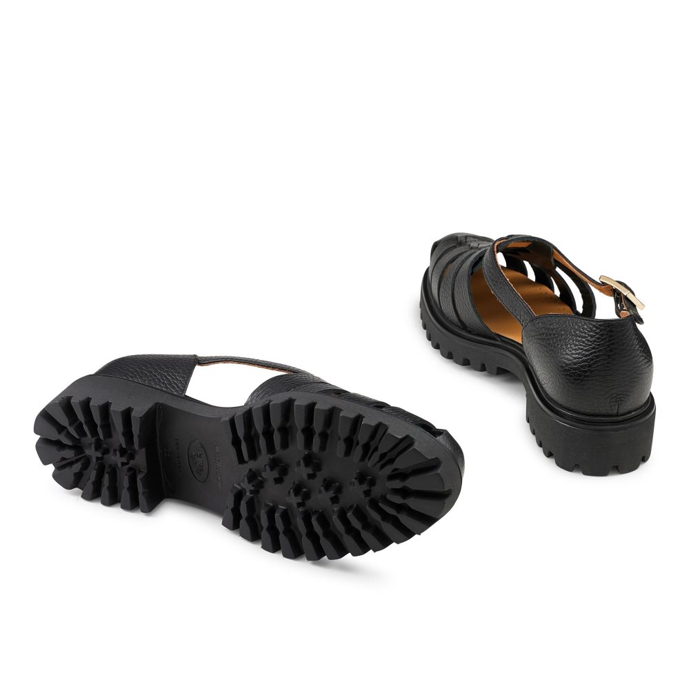 Black Russell & Bromley Sicily Chunky Fisherman Women's Flat Sandals | PH-2-MJRB