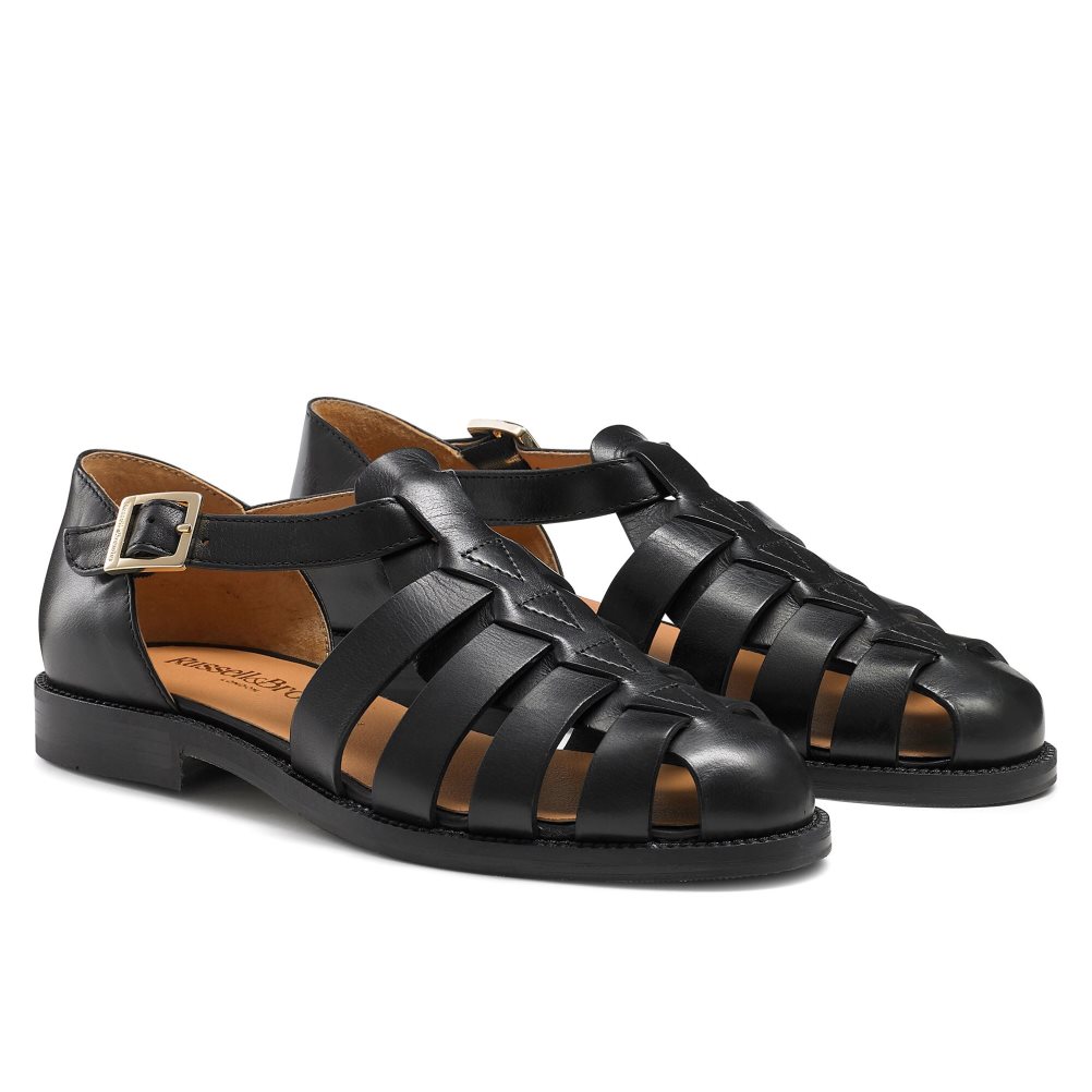 Black Russell & Bromley Siracuse Fisherman Women's Flat Sandals | PH-9-UDXQ