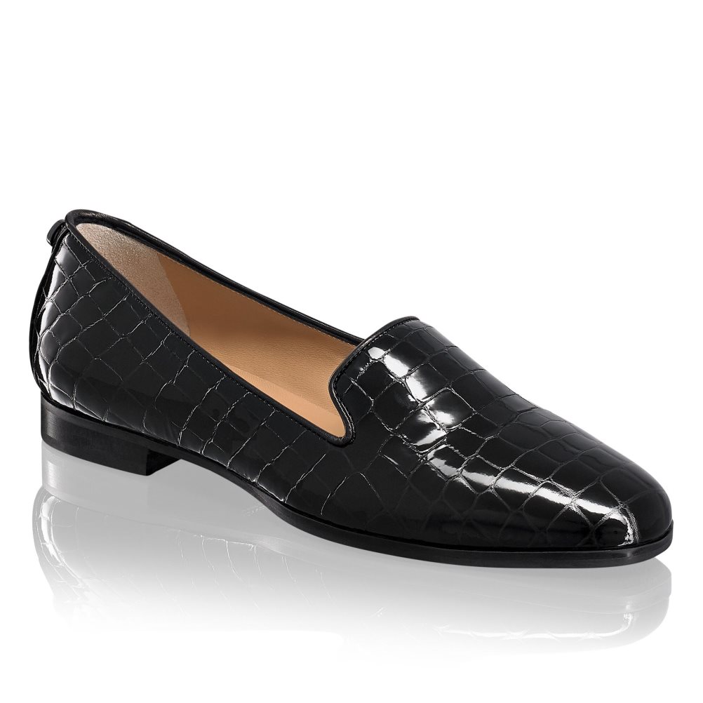 Black Russell & Bromley Smoking Dress Women's Ballet Flats | PH-4-FSKZ