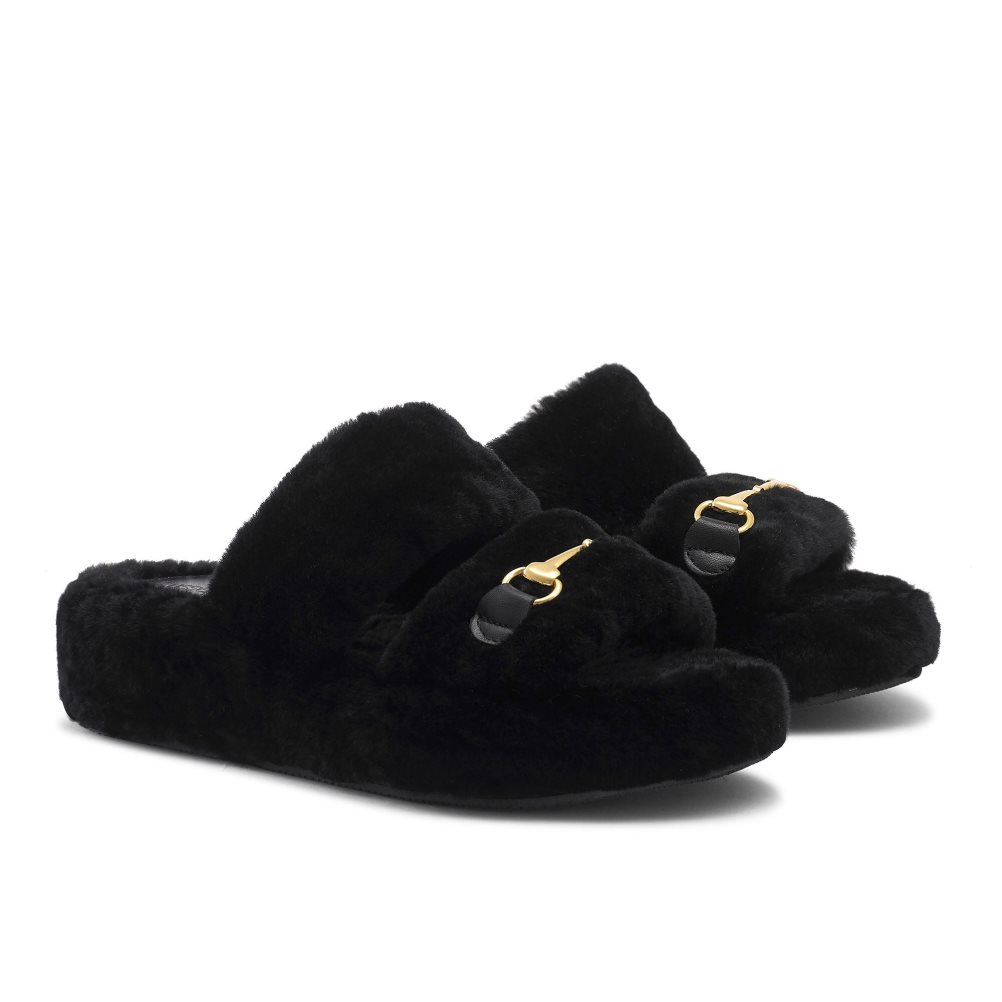 Black Russell & Bromley Snuggle Open Women's Slippers | PH-3-WDNM