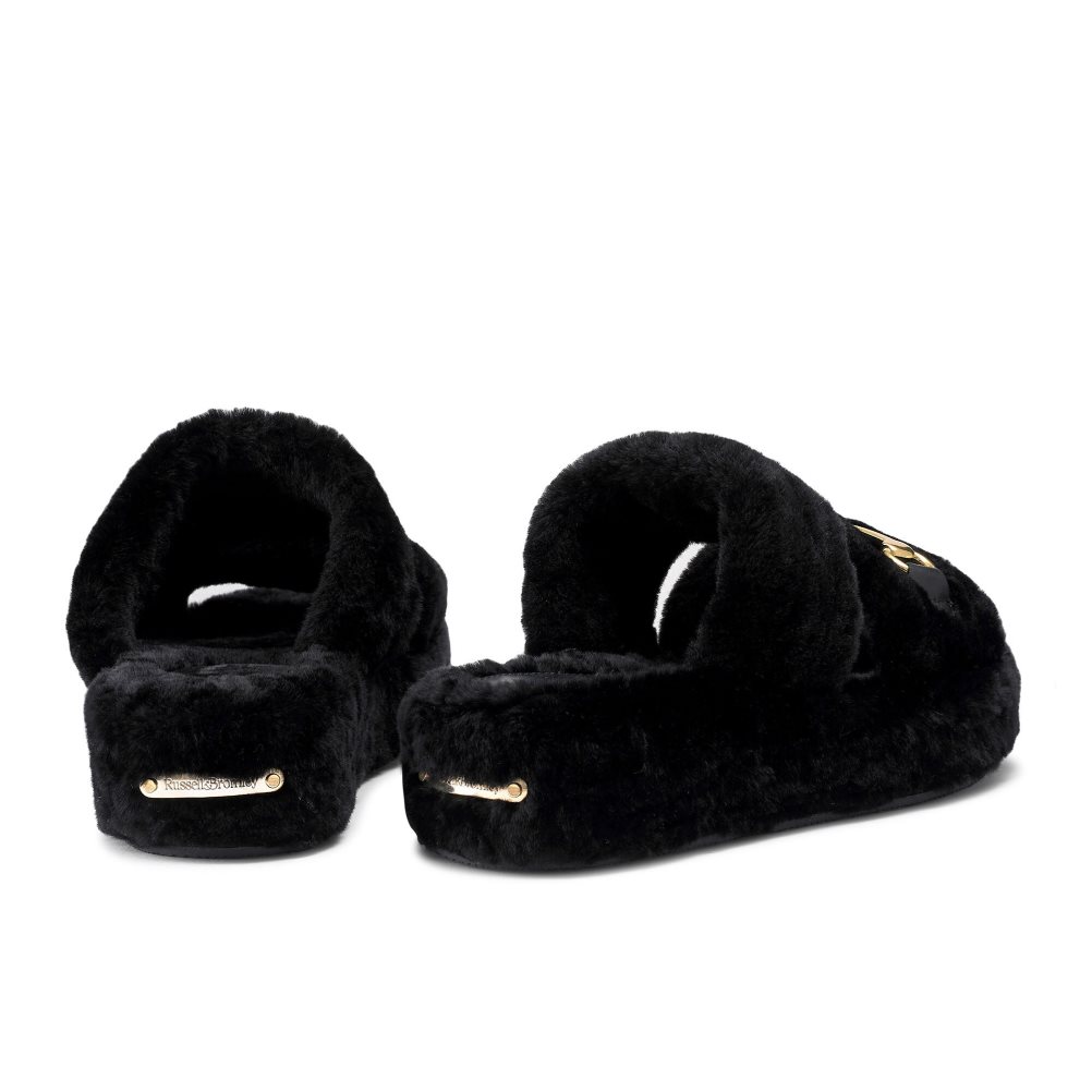 Black Russell & Bromley Snuggle Open Women's Slippers | PH-3-WDNM