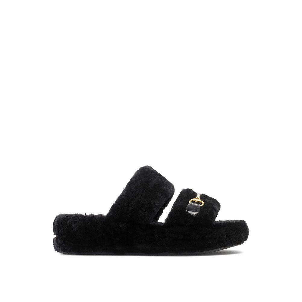 Black Russell & Bromley Snuggle Open Women\'s Slippers | PH-3-WDNM