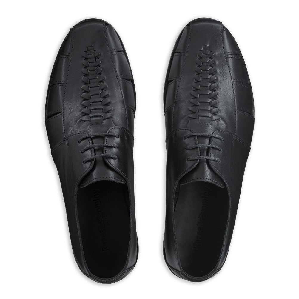 Black Russell & Bromley Southbound Weave Detail Men's Derby Shoes | PH-2-ALVP