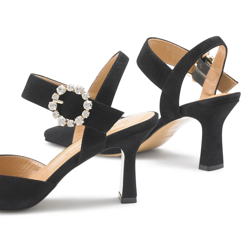 Black Russell & Bromley Strictly Embellished Court Women's Heels | PH-3-DEJY