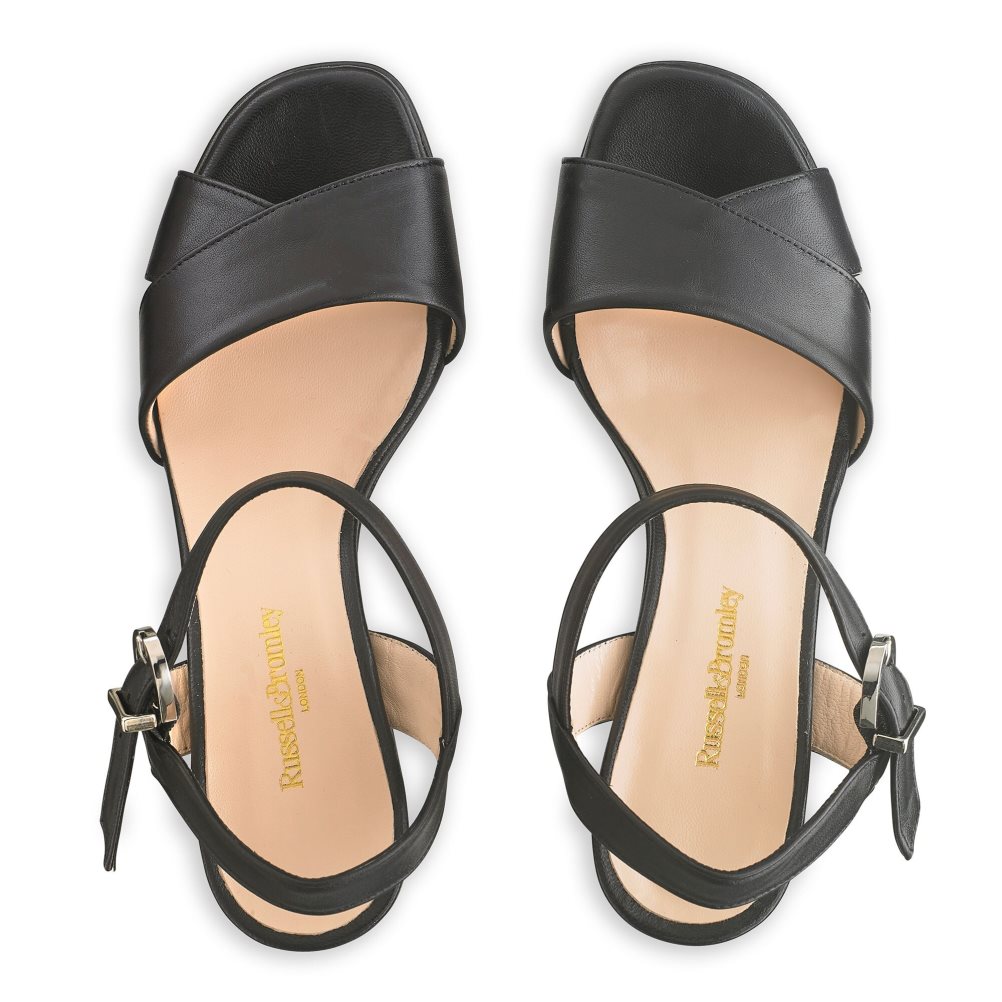 Black Russell & Bromley Topform Platform Women's Heels Sandals | PH-8-UIMH