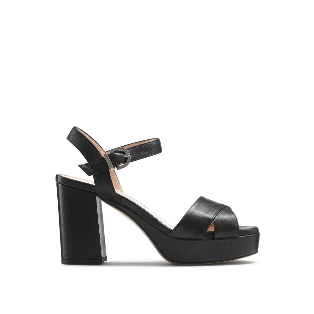 Black Russell & Bromley Topform Platform Women\'s Heels Sandals | PH-8-UIMH