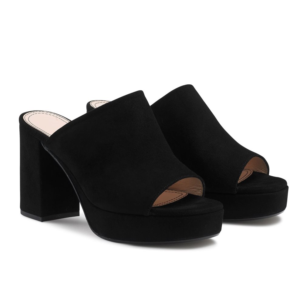 Black Russell & Bromley Topmule Platform Women's Mules | PH-1-JFRG