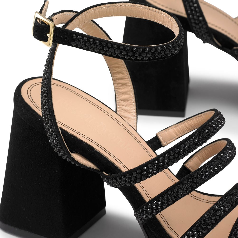 Black Russell & Bromley Yeahbaby+ Jewelled Strappy Women's Heels Sandals | PH-5-BHDV