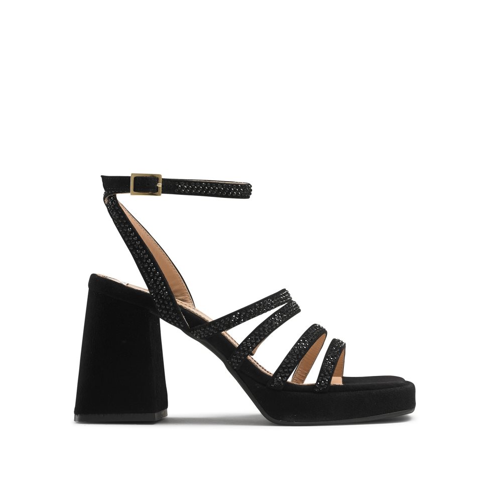 Black Russell & Bromley Yeahbaby+ Jewelled Strappy Women\'s Heels Sandals | PH-5-BHDV